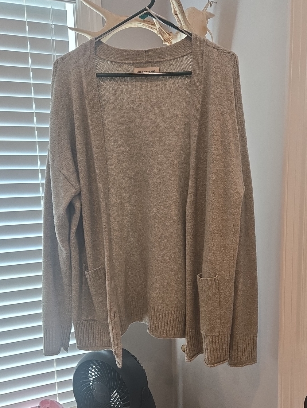 Lucky Brand Open-Front Cardigan in Taupe